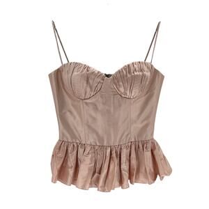Rozie Corsets Pink Silk Satin Peplum Corset Top Size 40